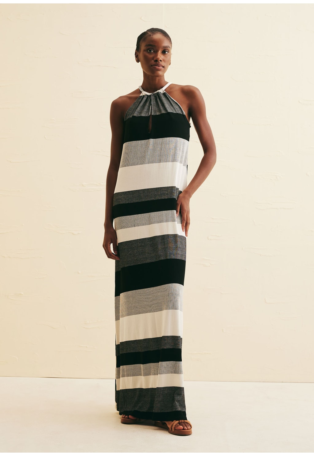 Vestido Longo Decote Túnel Estampado Huacachina