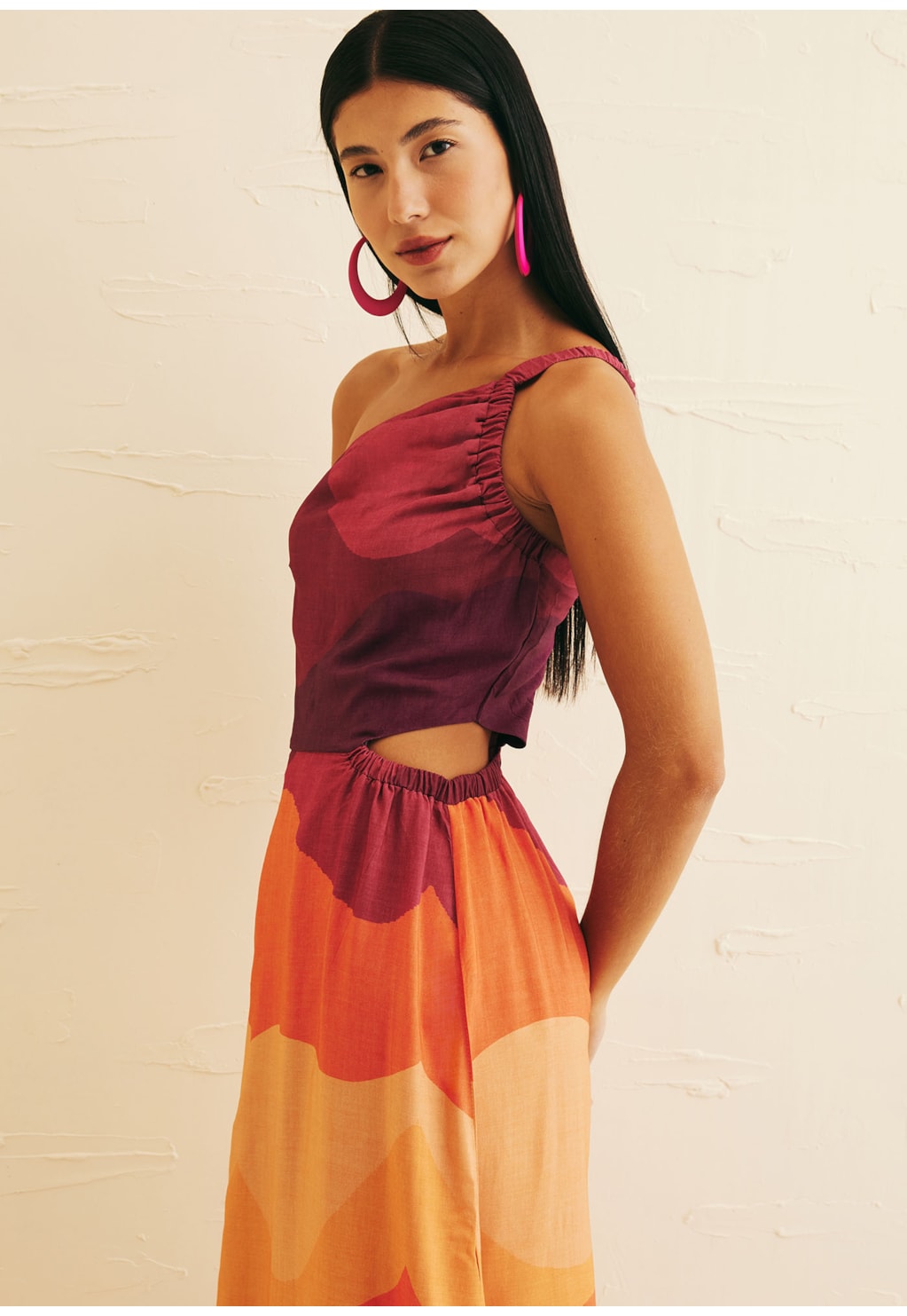 Vestido Longo Detalhe Alça Estampado Las Coloradas