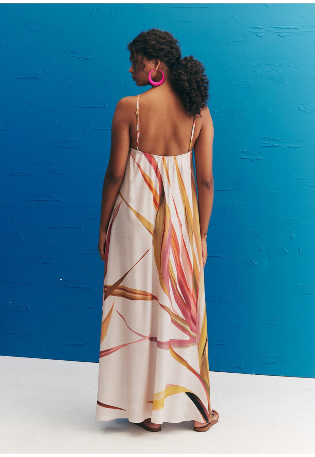 Vestido Longo Detalhe Argola Estampado Belize