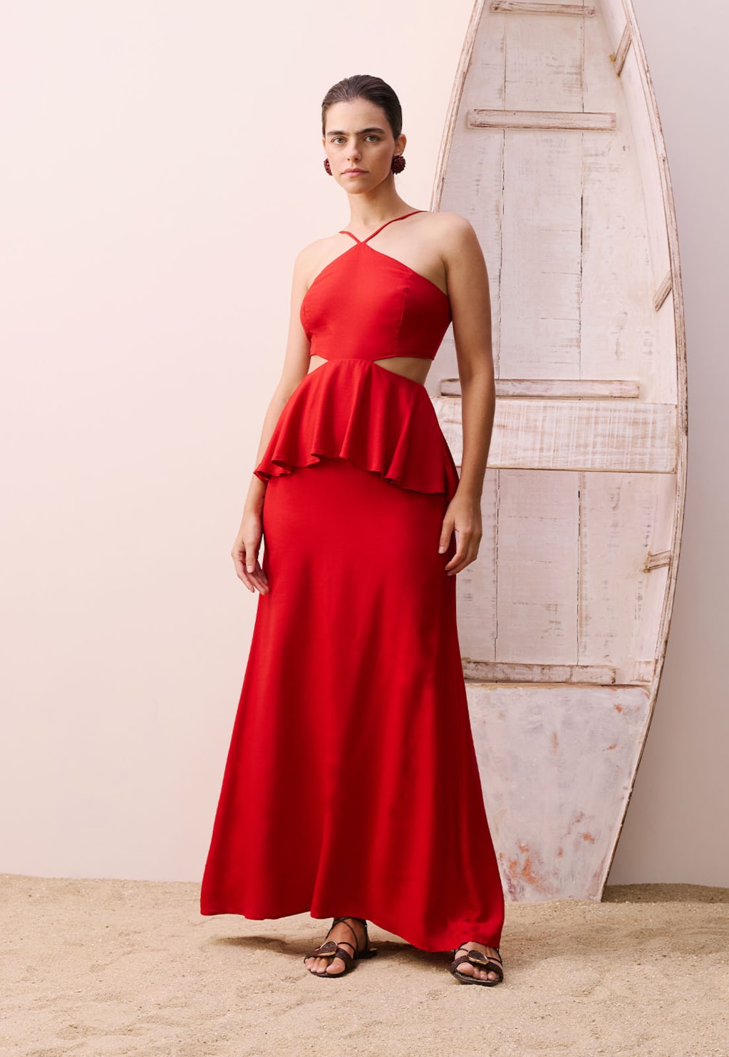 Vestido Longo Detalhe Babado