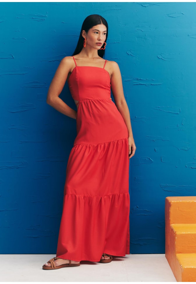 Vestido Longo Detalhe Cintura