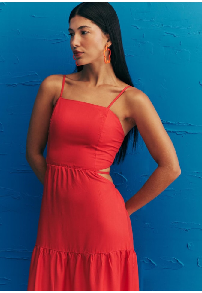 Vestido Longo Detalhe Cintura