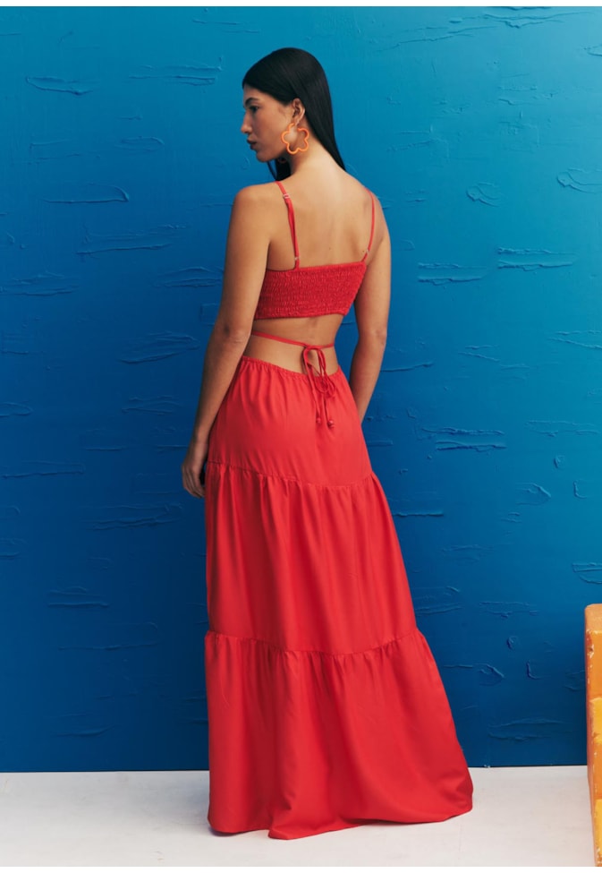 Vestido Longo Detalhe Cintura