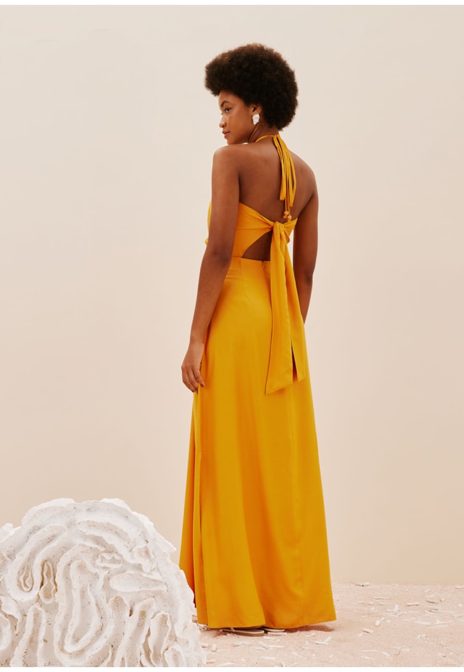 Vestido Longo Detalhe Cintura