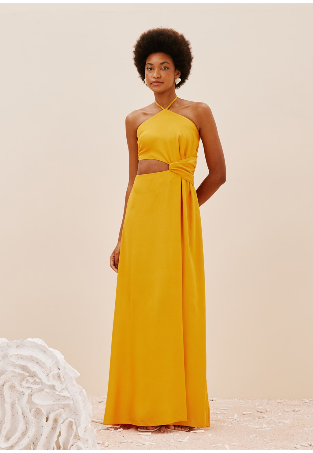 Vestido Longo Detalhe Cintura