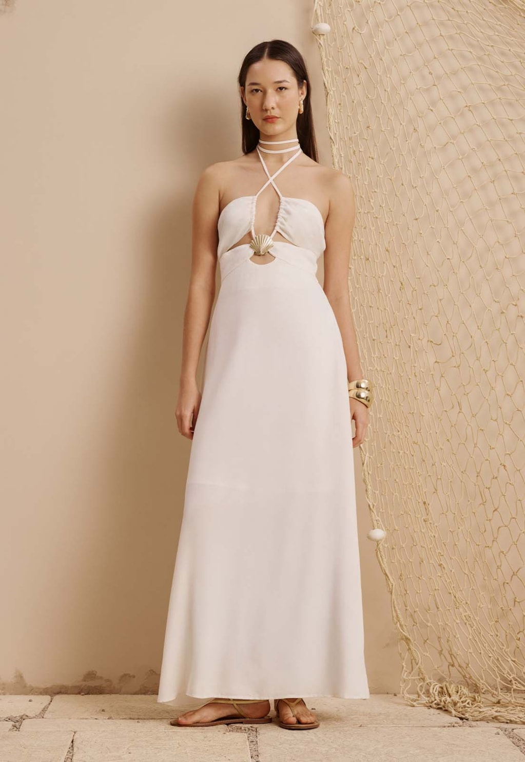 Vestido Longo Detalhe Concha