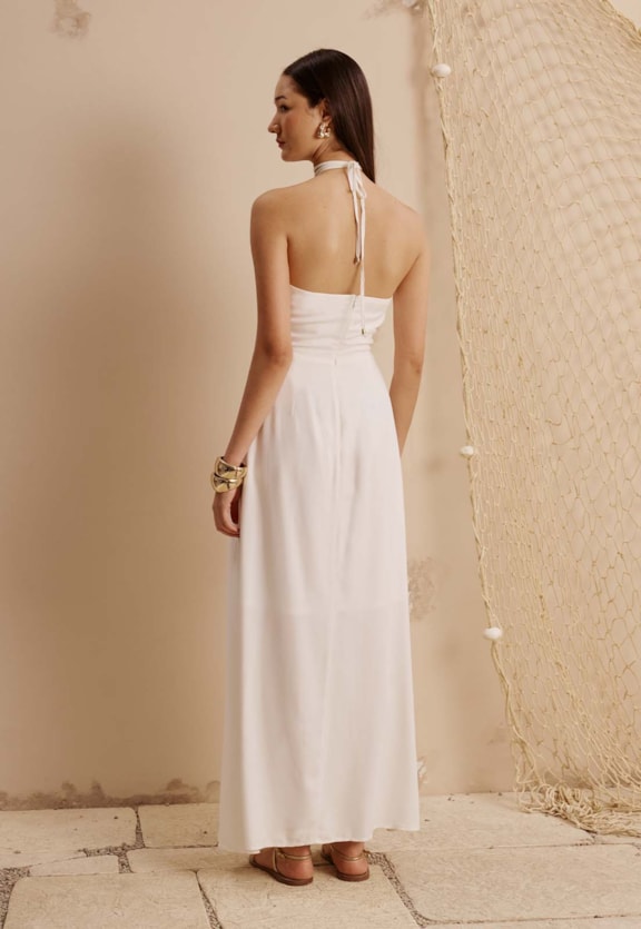 Vestido Longo Detalhe Concha Vista Traseira