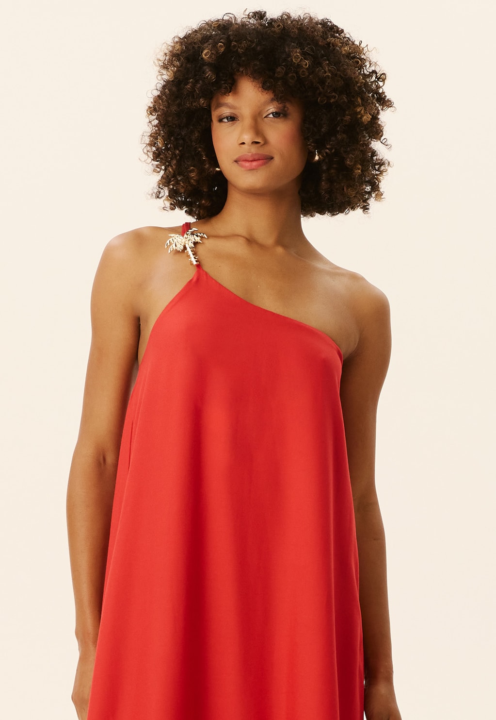 Vestido Longo Detalhe Coqueiro Dourado