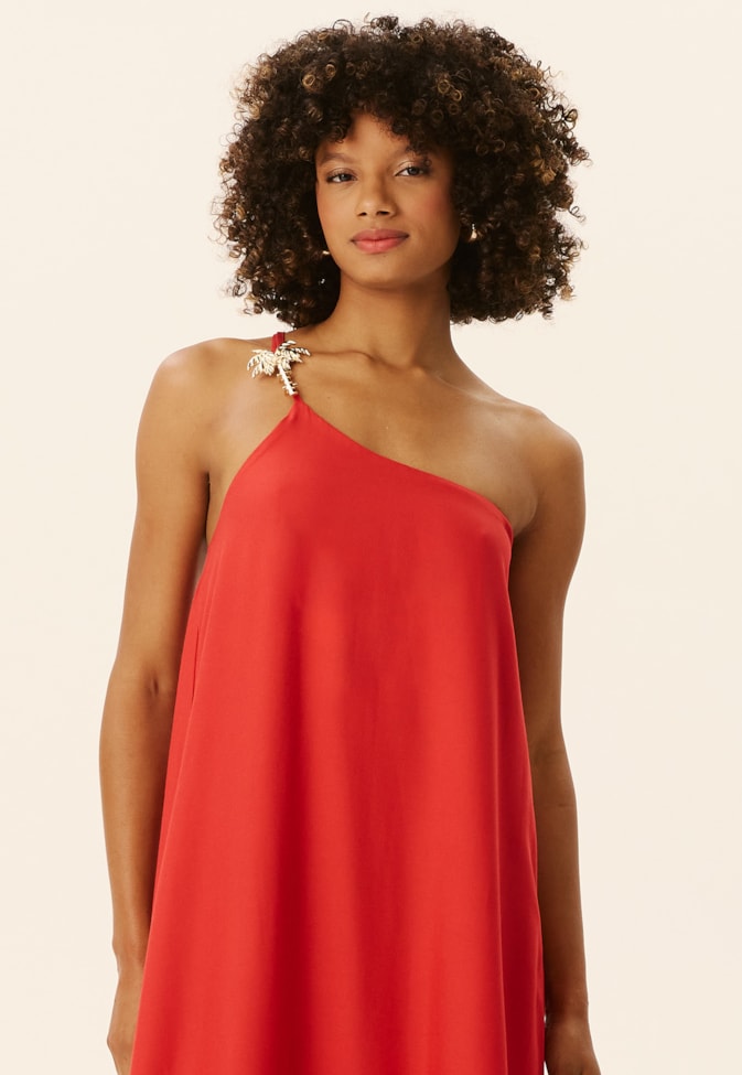 Vestido Longo Detalhe Coqueiro Dourado