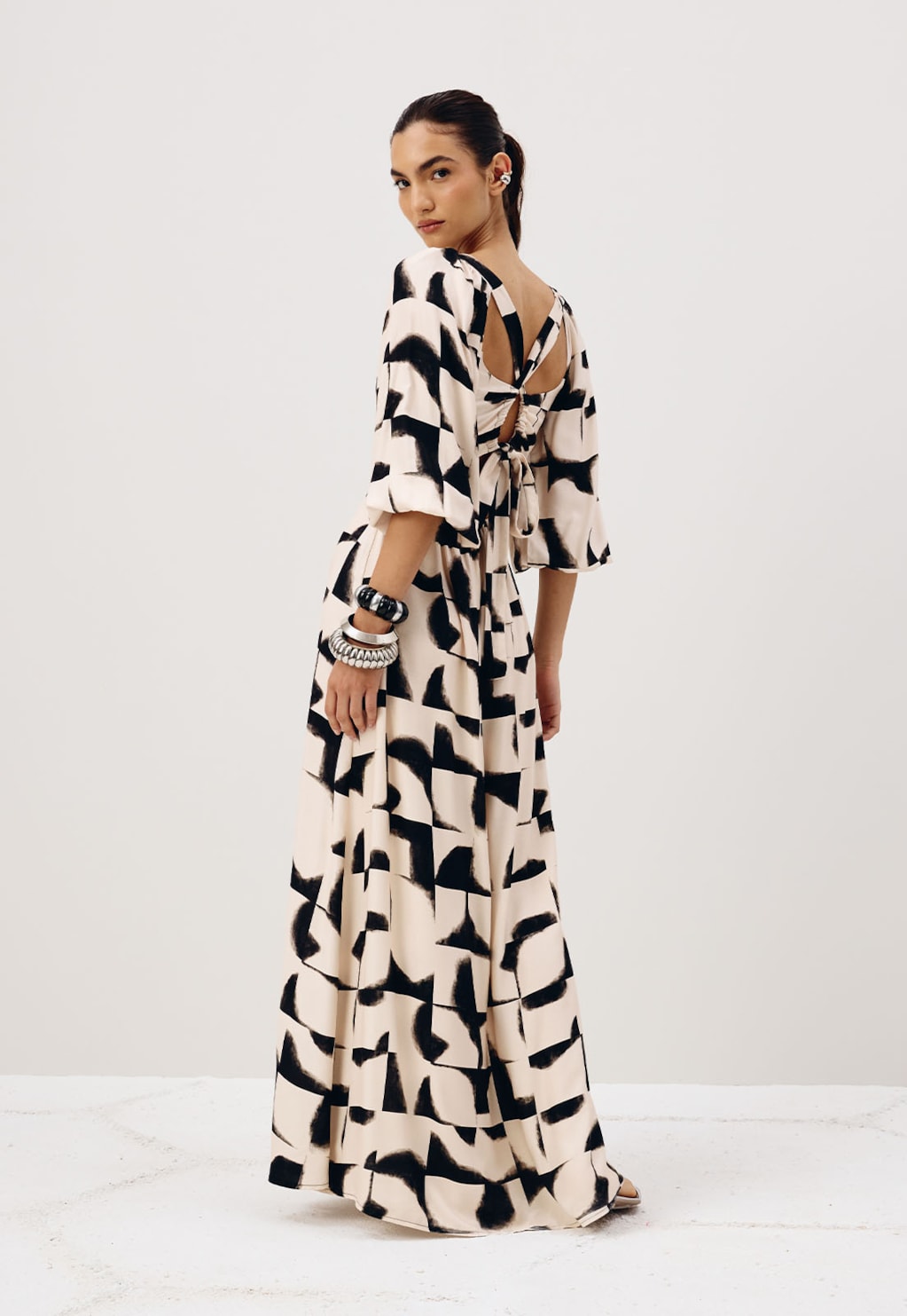 Vestido Longo Detalhe Costas Estampado Aconcágua