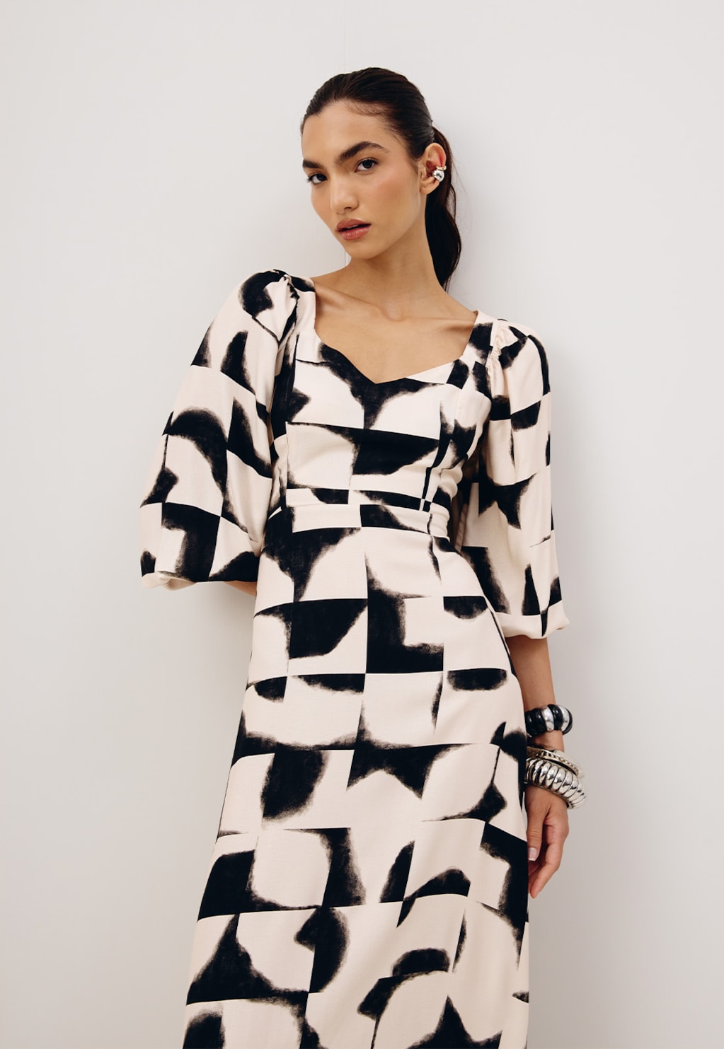 Vestido Longo Detalhe Costas Estampado Aconcágua