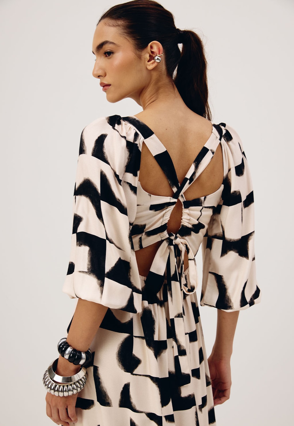 Vestido Longo Detalhe Costas Estampado Aconcágua