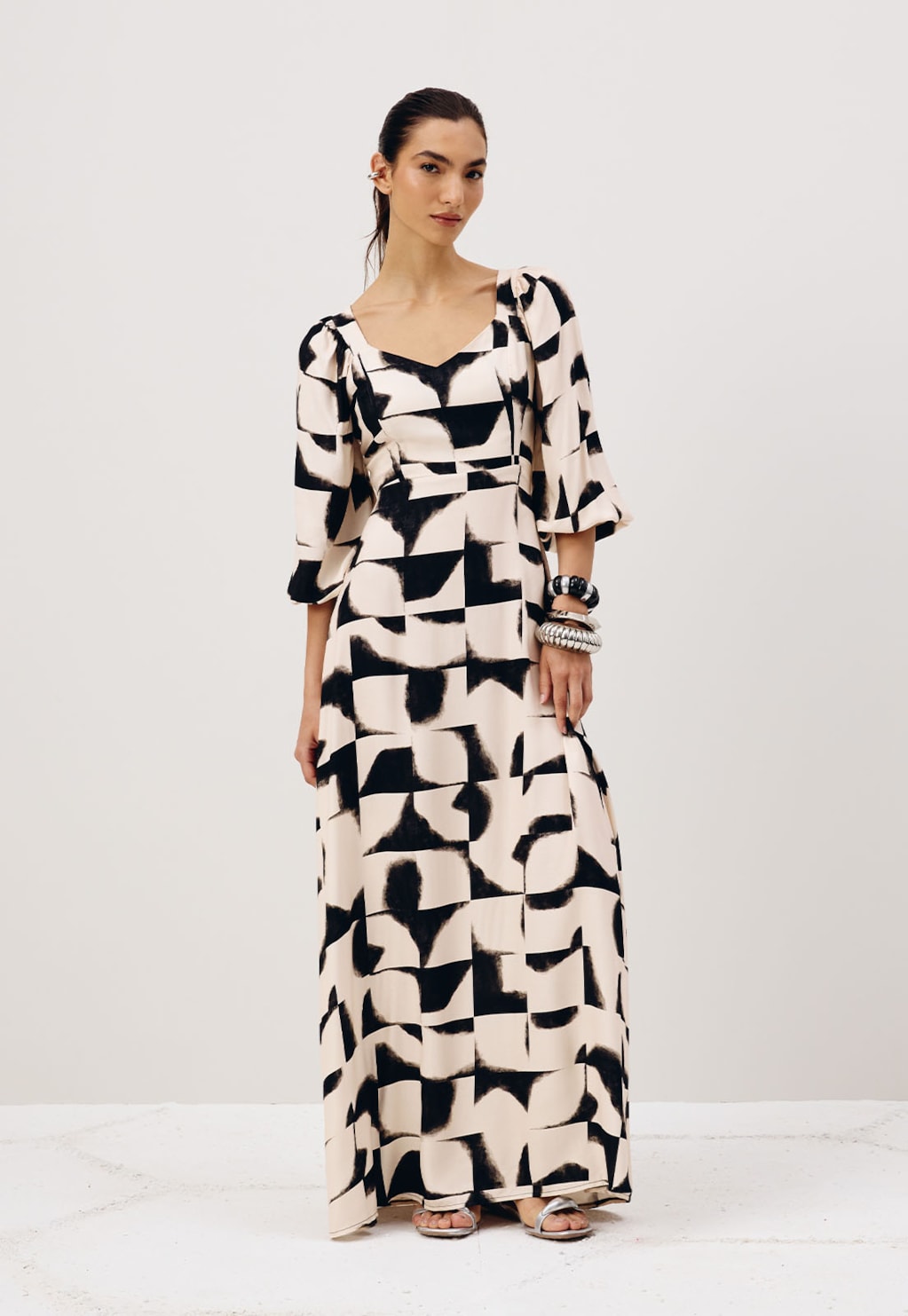 Vestido Longo Detalhe Costas Estampado Aconcágua