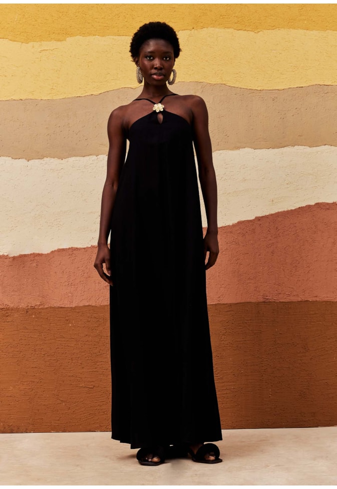 Vestido Longo Detalhe Flor