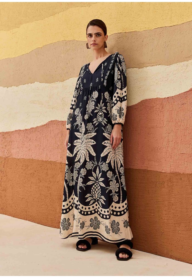 Vestido Longo Detalhe Franja Arbol de Coco