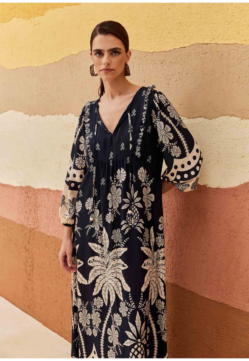 Vestido Longo Detalhe Franja Arbol de Coco