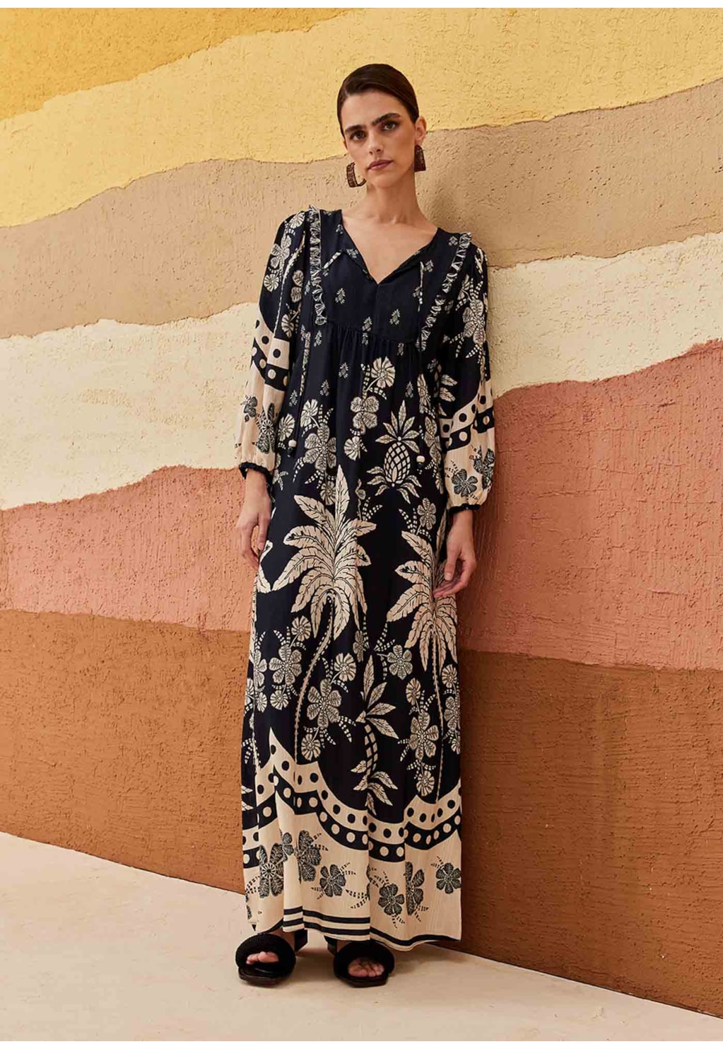 Vestido Longo Detalhe Franja Arbol de Coco