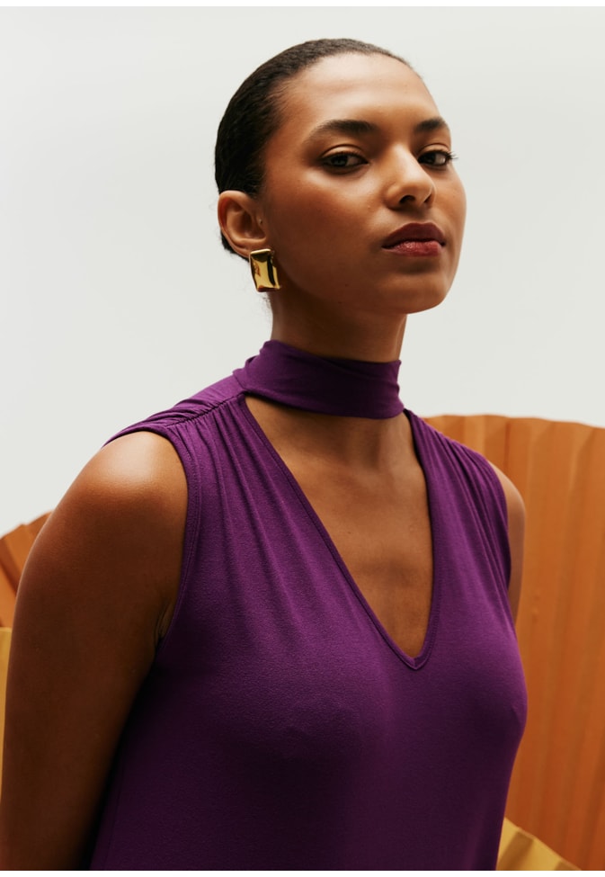 Vestido Longo Detalhe Franzido