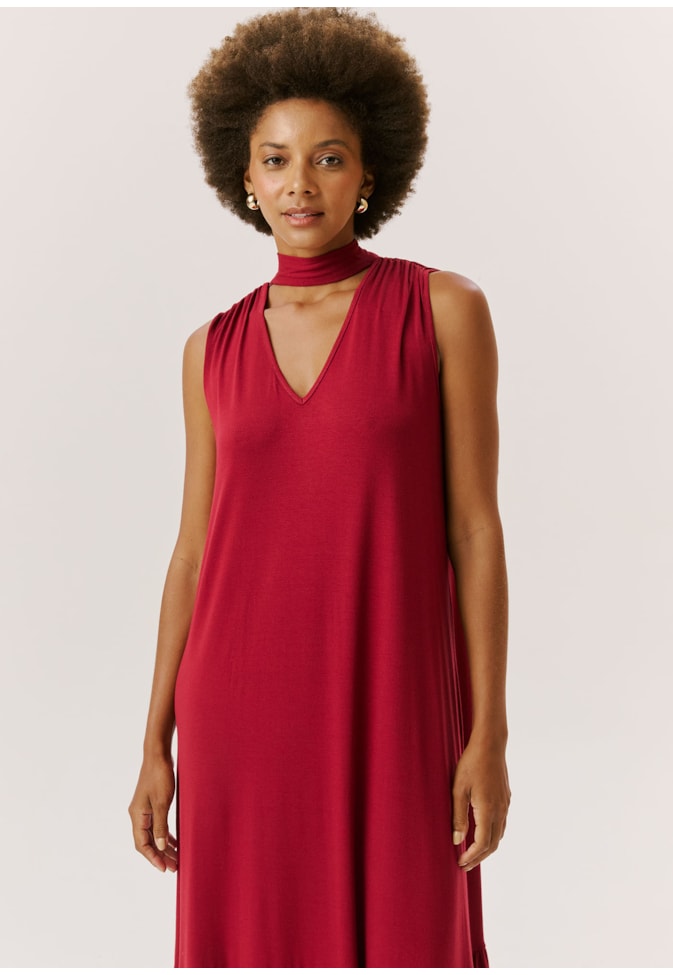 Vestido Longo Detalhe Franzido