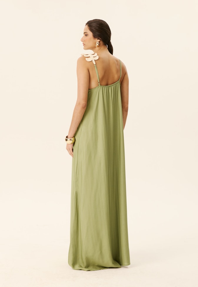 Vestido Longo Detalhe Guippier