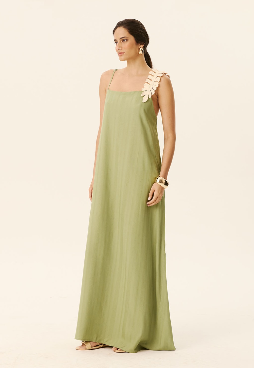 Vestido Longo Detalhe Guippier