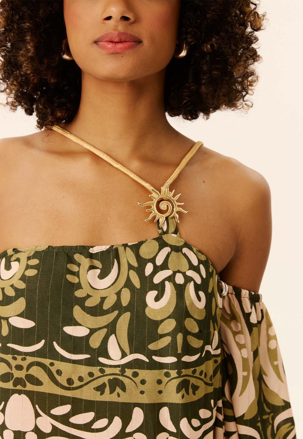 Vestido Longo Detalhe Passador Sol Estampado Nômade