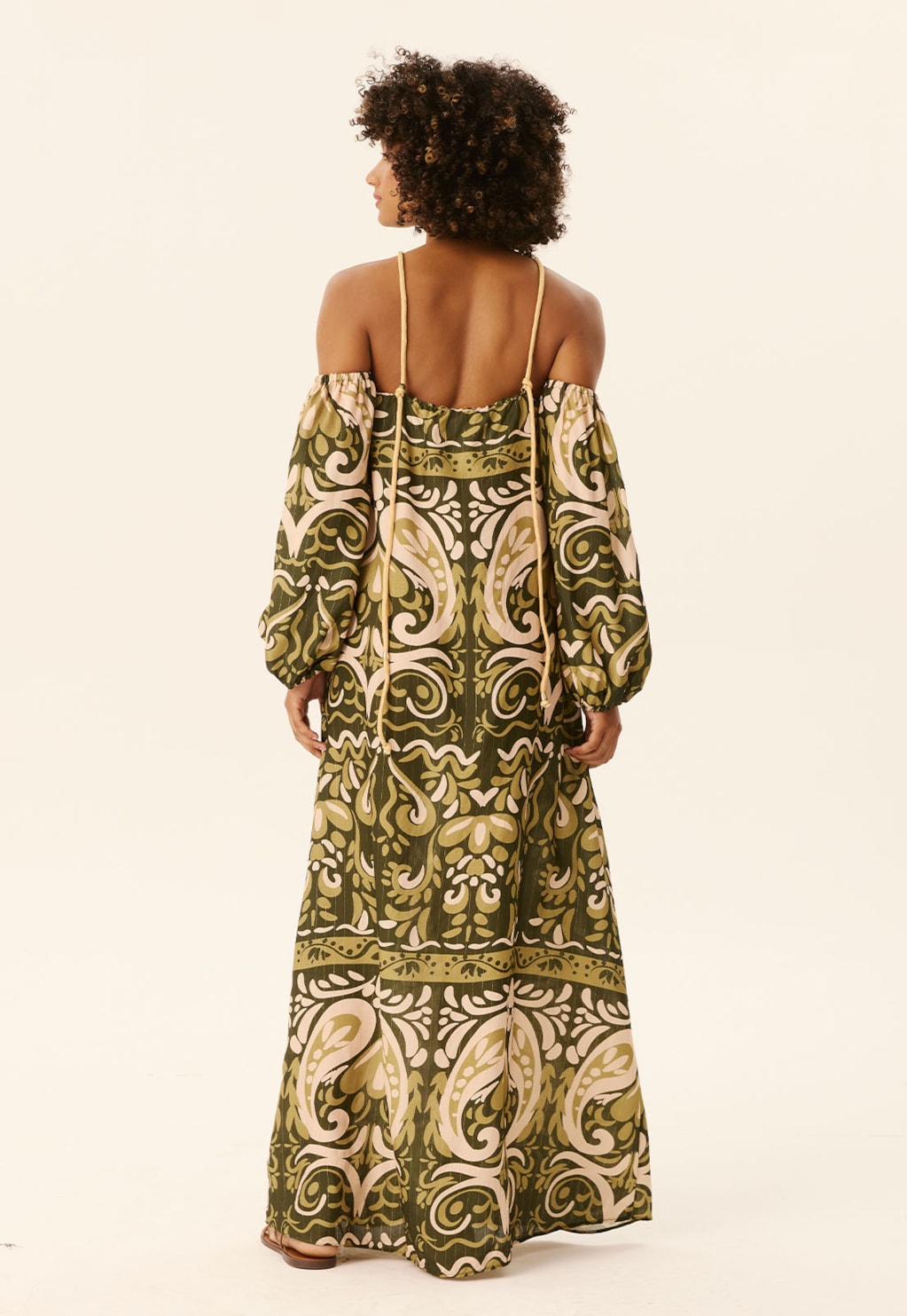 Vestido Longo Detalhe Passador Sol Estampado Nômade