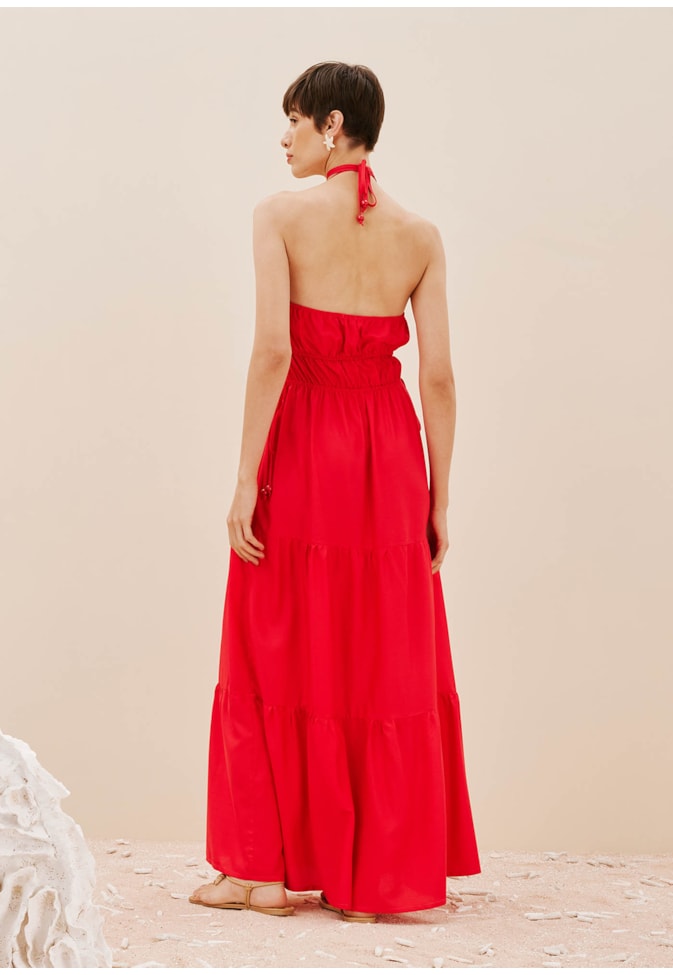 Vestido Longo Detalhe Túnel com Marias