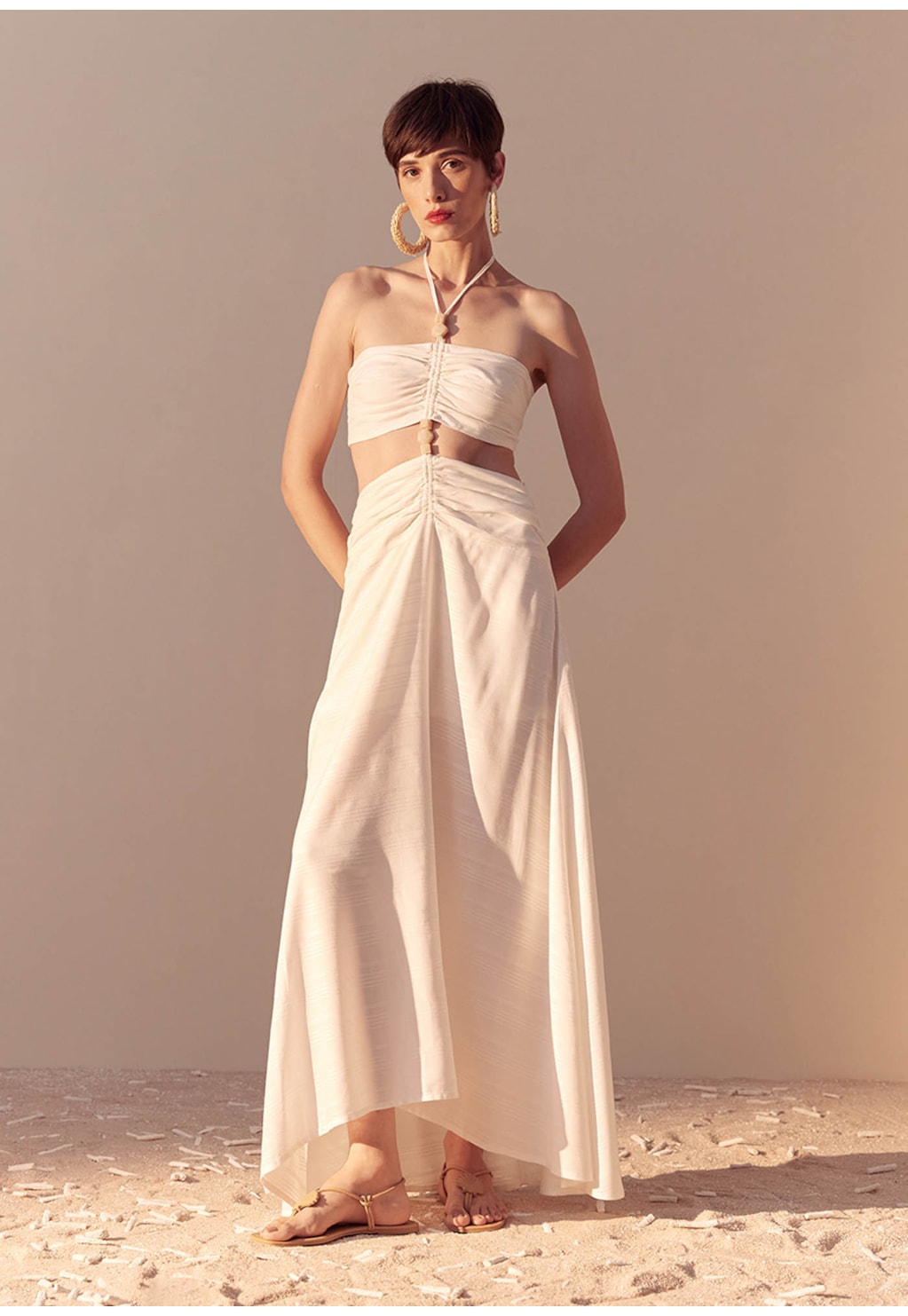 Vestido Longo Detalhe Túnel e Ponteiras