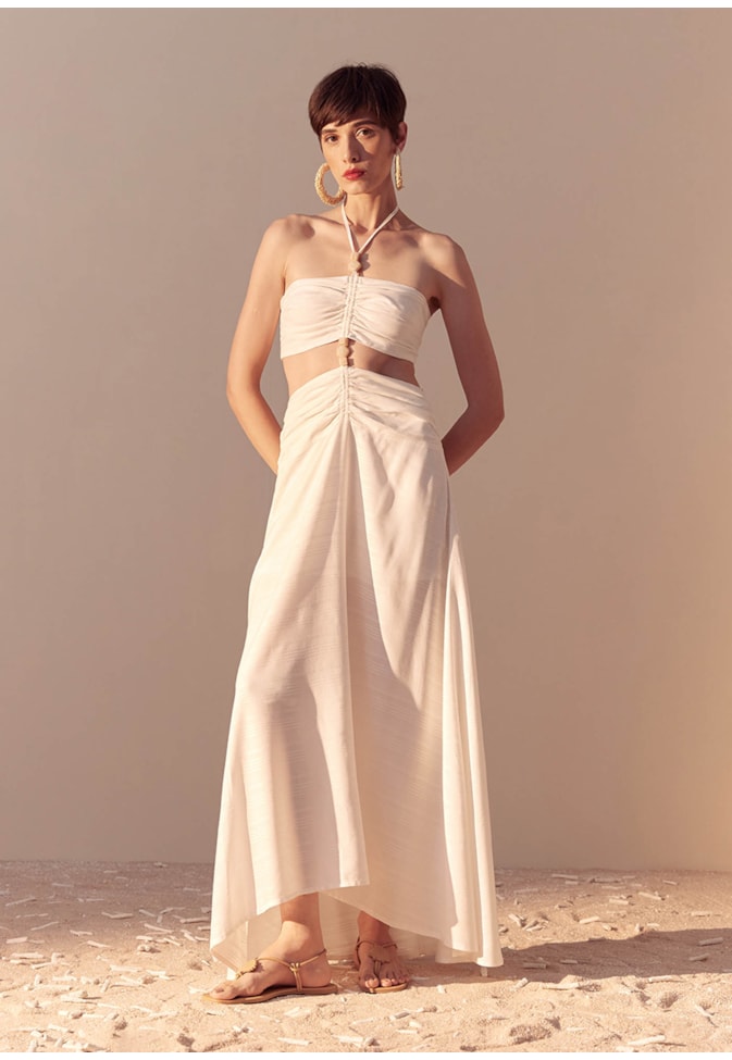 Vestido Longo Detalhe Túnel e Ponteiras