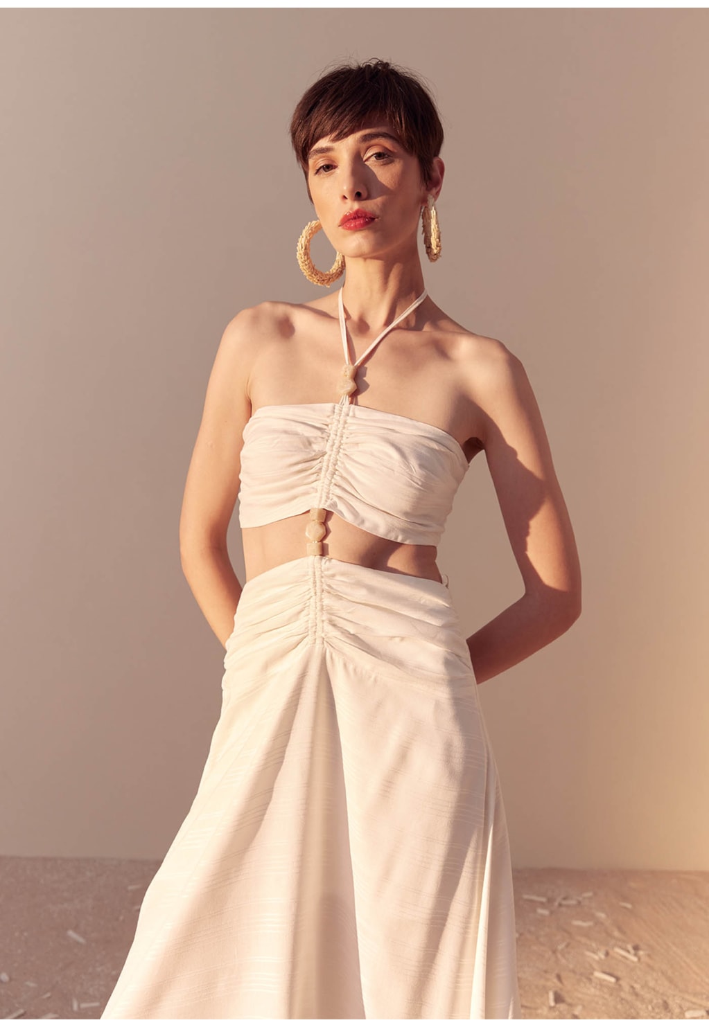 Vestido Longo Detalhe Túnel e Ponteiras