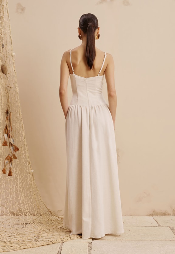 Vestido Longo Drop Waist Vista Traseira