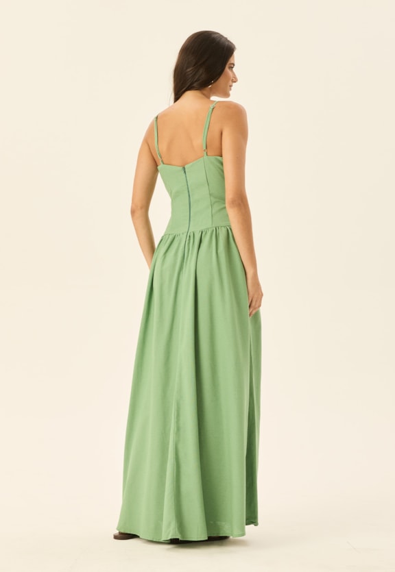 Vestido Longo Drop Waist Vista Traseira