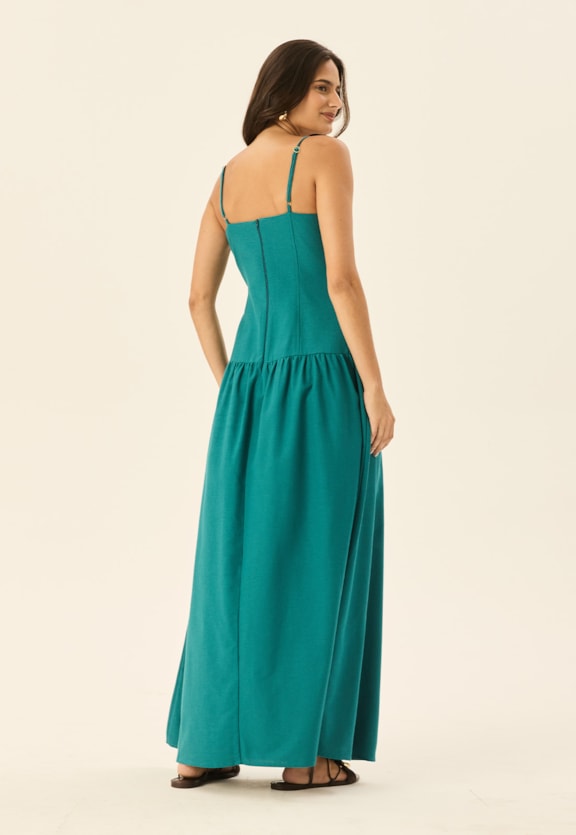 Vestido Longo Drop Waist Vista Traseira