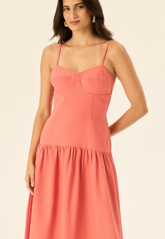 Vestido Longo Drop Waist Vista Traseira