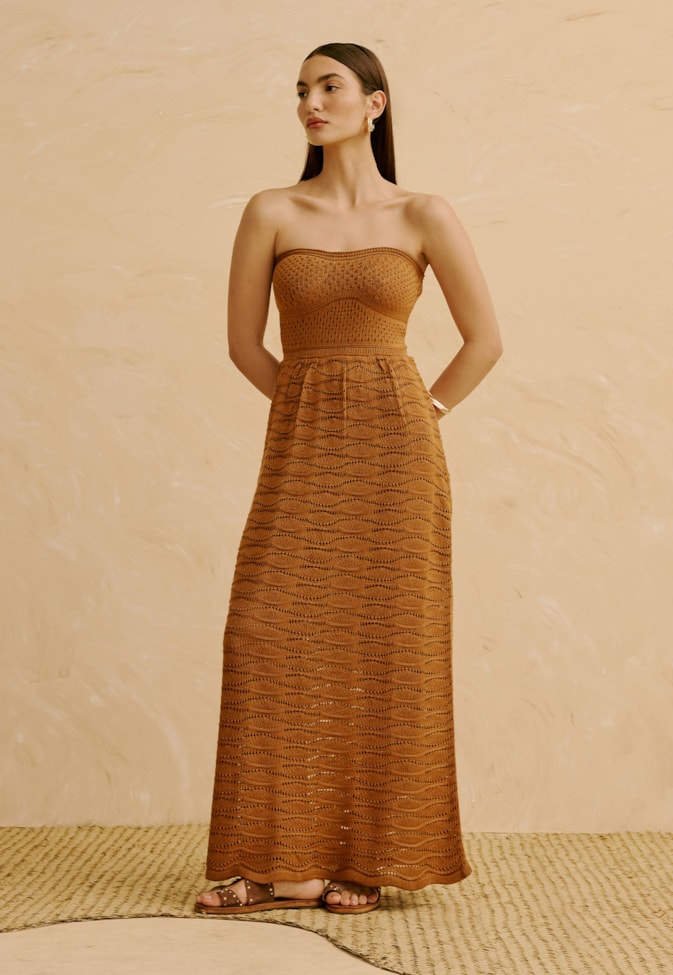 Vestido Longo em Tricot Sem Alça