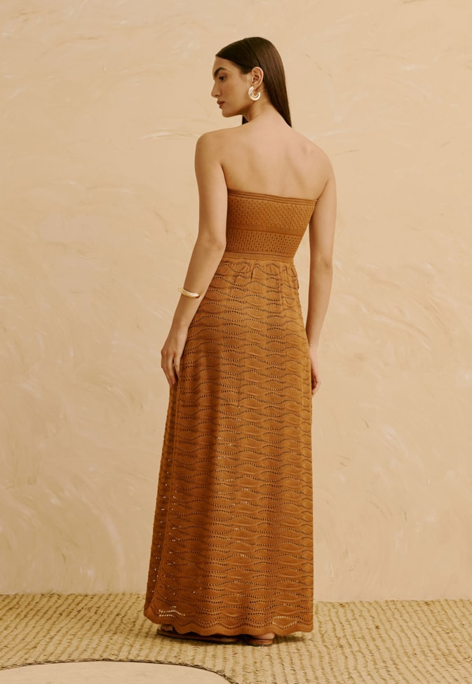 Vestido Longo em Tricot Sem Alça