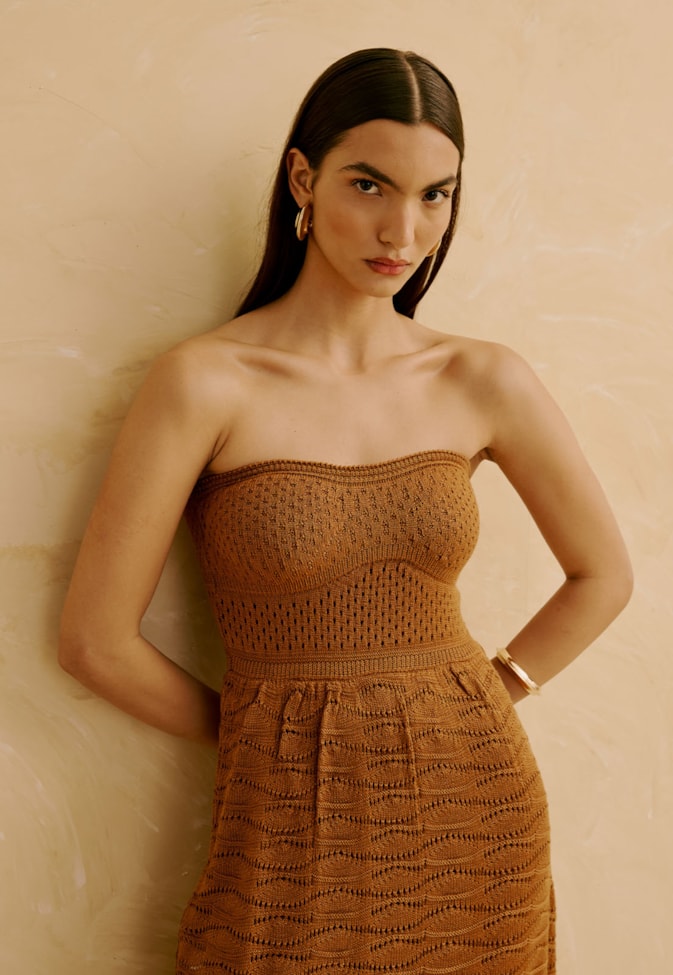 Vestido Longo em Tricot Sem Alça