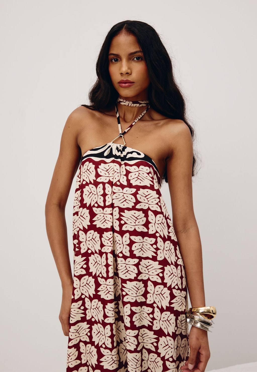 Vestido Longo Estampado Asteca