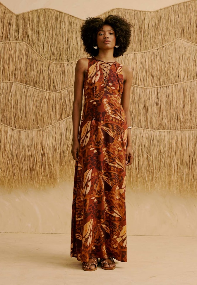 Vestido Longo Estampado Borbo Boho