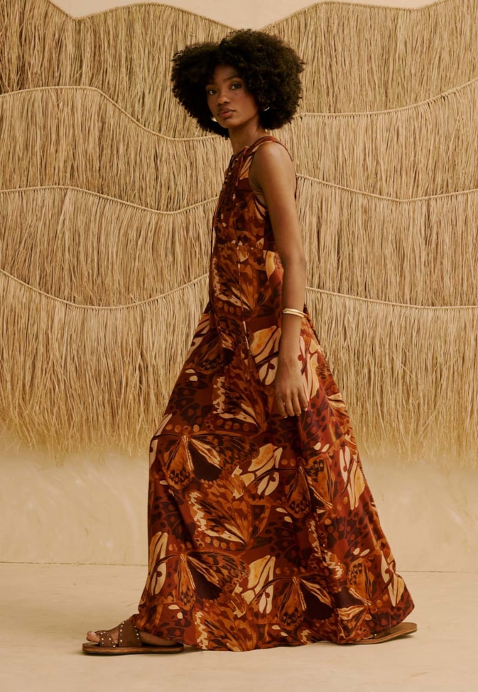 Vestido Longo Estampado Borbo Boho