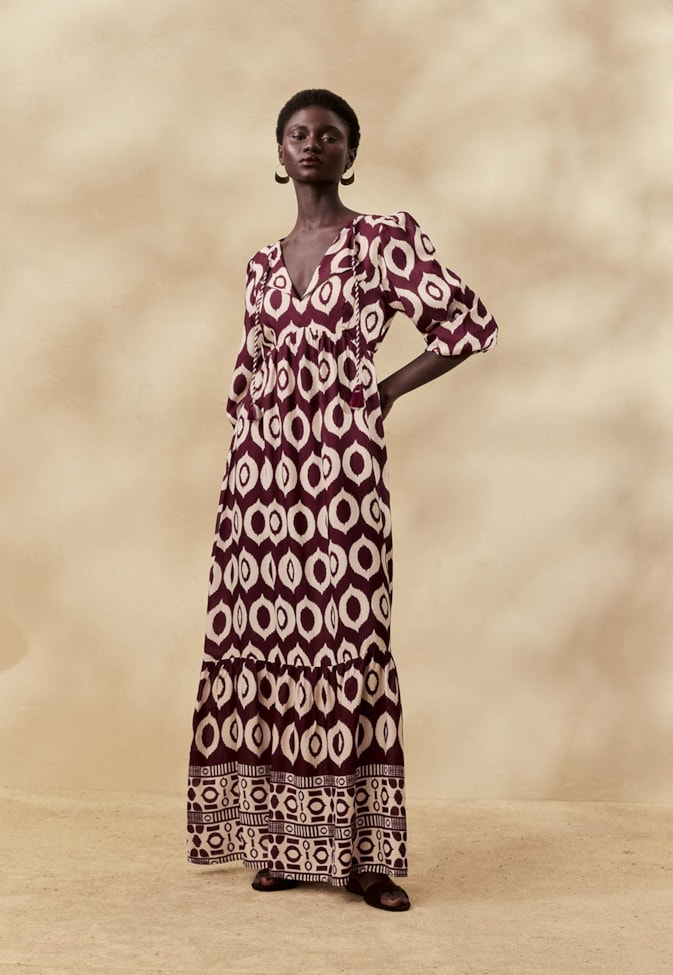 Vestido Longo Estampado Cacau Peruano
