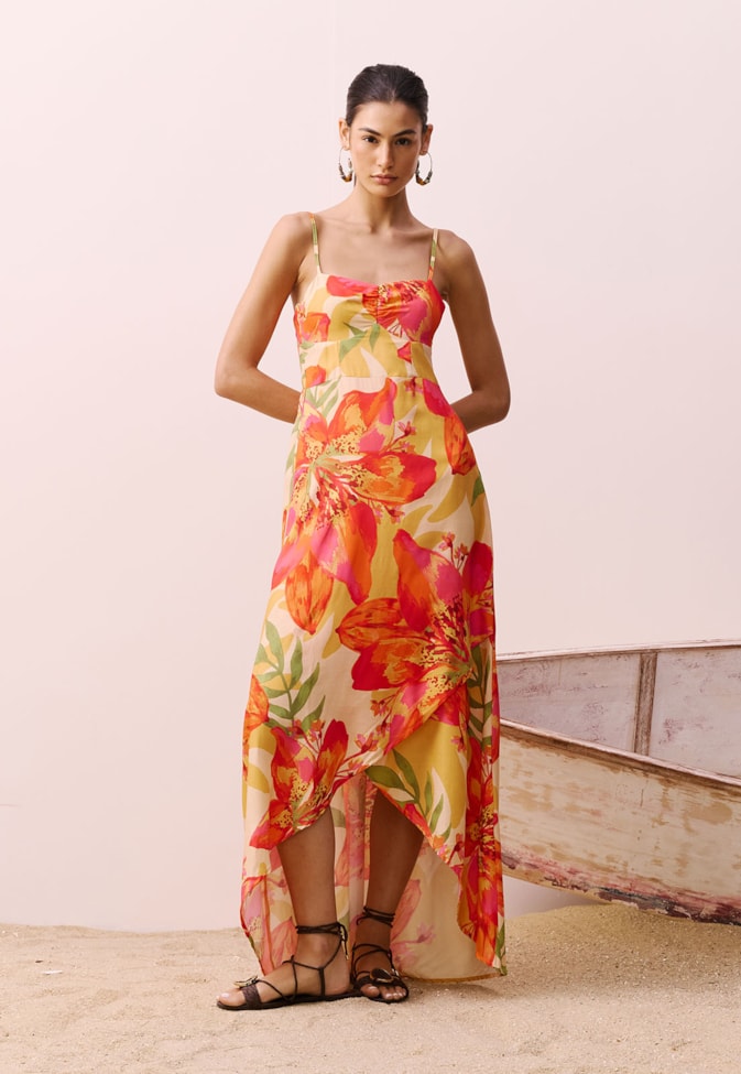 Vestido Longo Estampado Carimbó