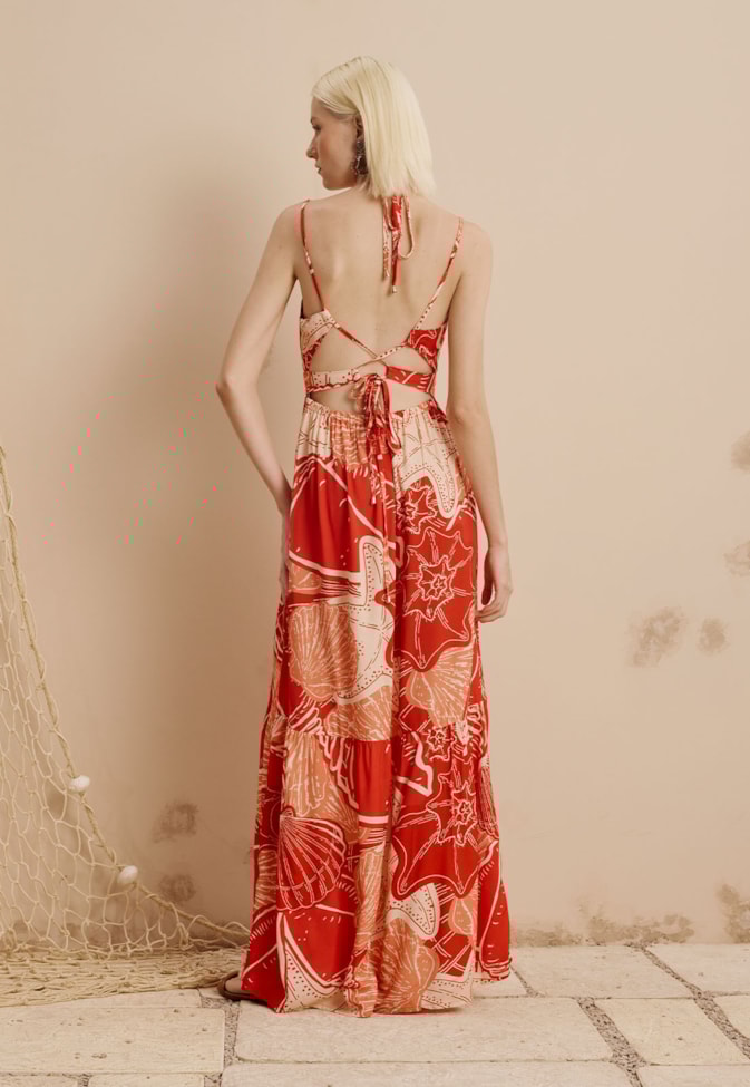 Vestido Longo Estampado Concha Guajará