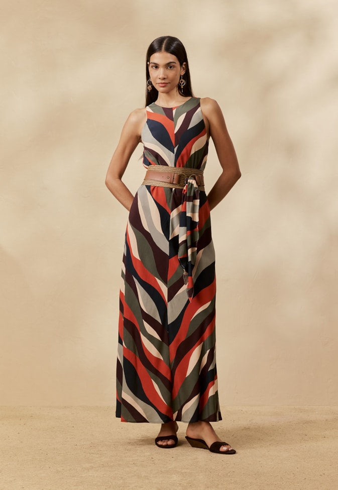 Vestido Longo Estampado Cordilheira