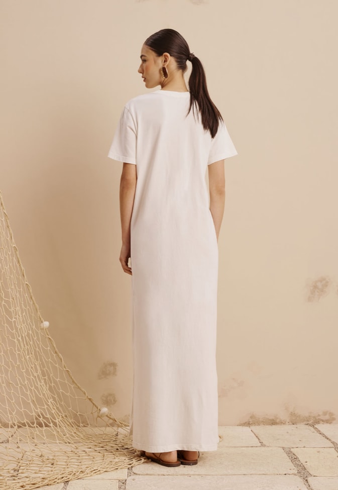 Vestido Longo Estampado Dois Peixes