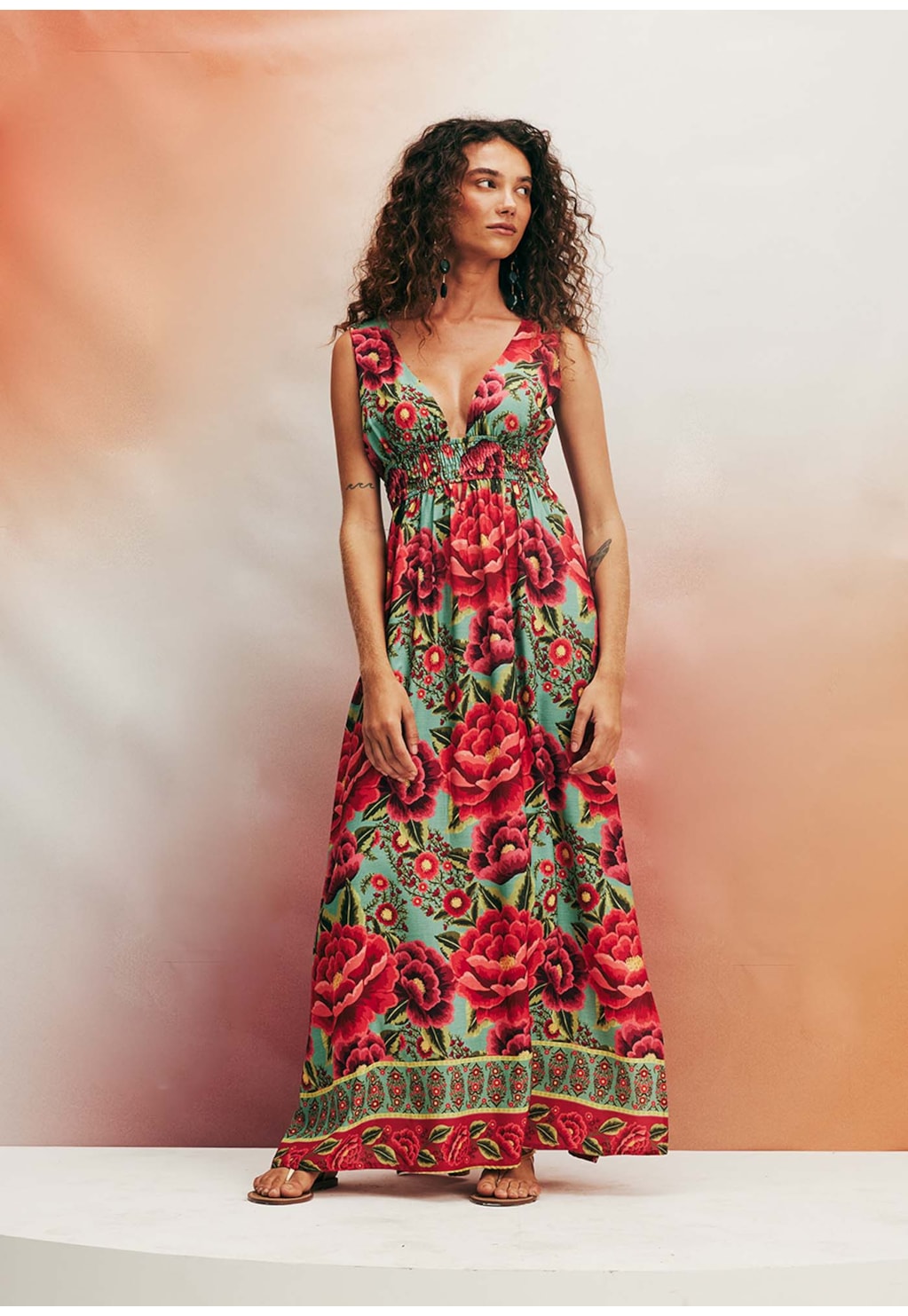 Vestido Longo Estampado Flor Paraense