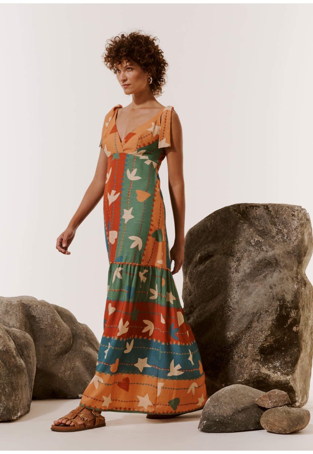 Vestido Longo Estampado Gravatá