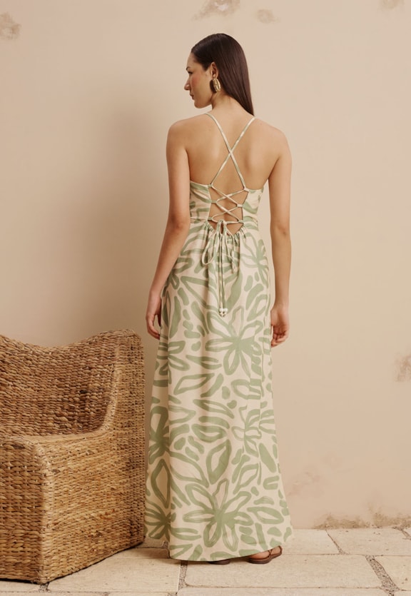 Vestido Longo Estampado Jari Vista Traseira