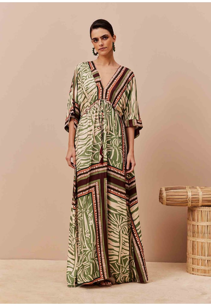 Vestido Longo Estampado Laguna